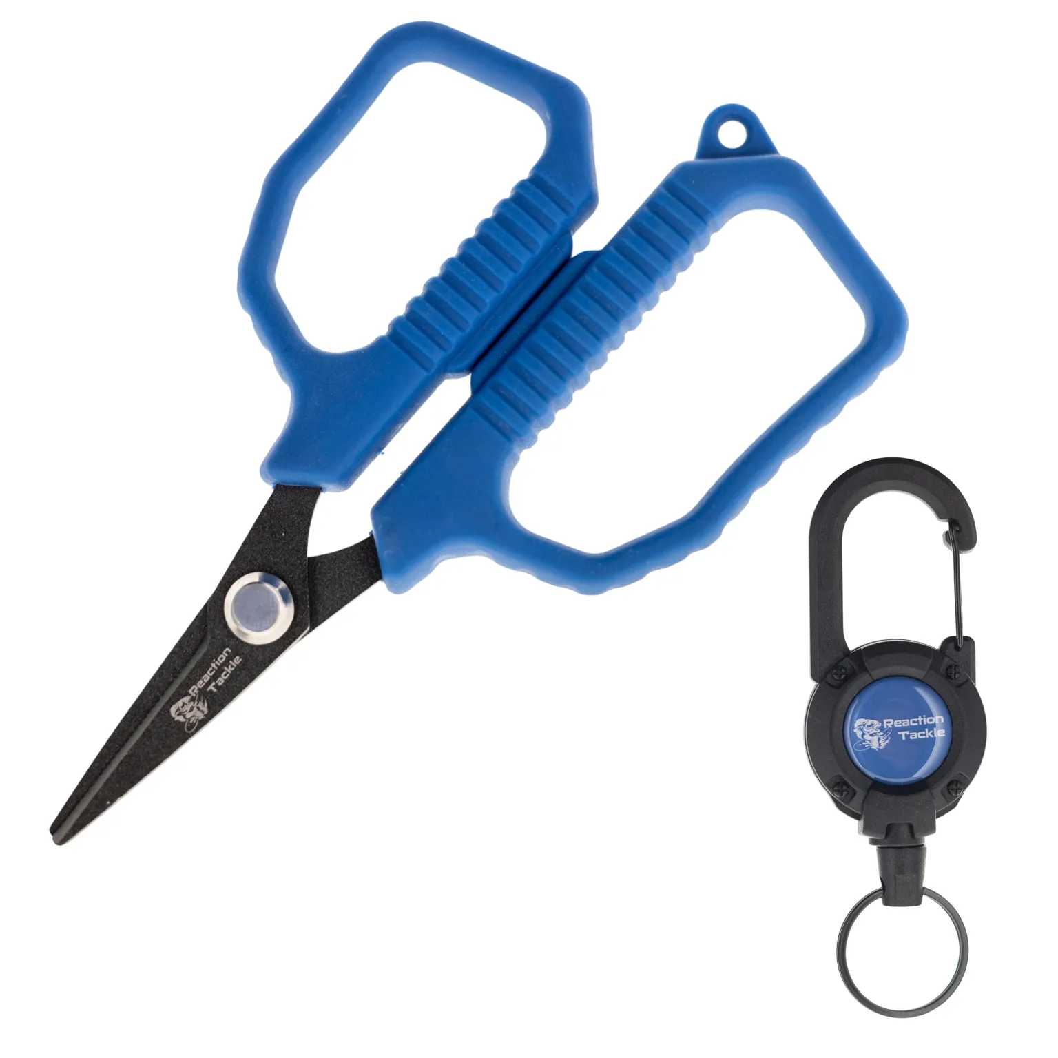 Reaction Tackle 4.5" Fishing Scissors with Retractable Lanyard & Carabiner - NEW